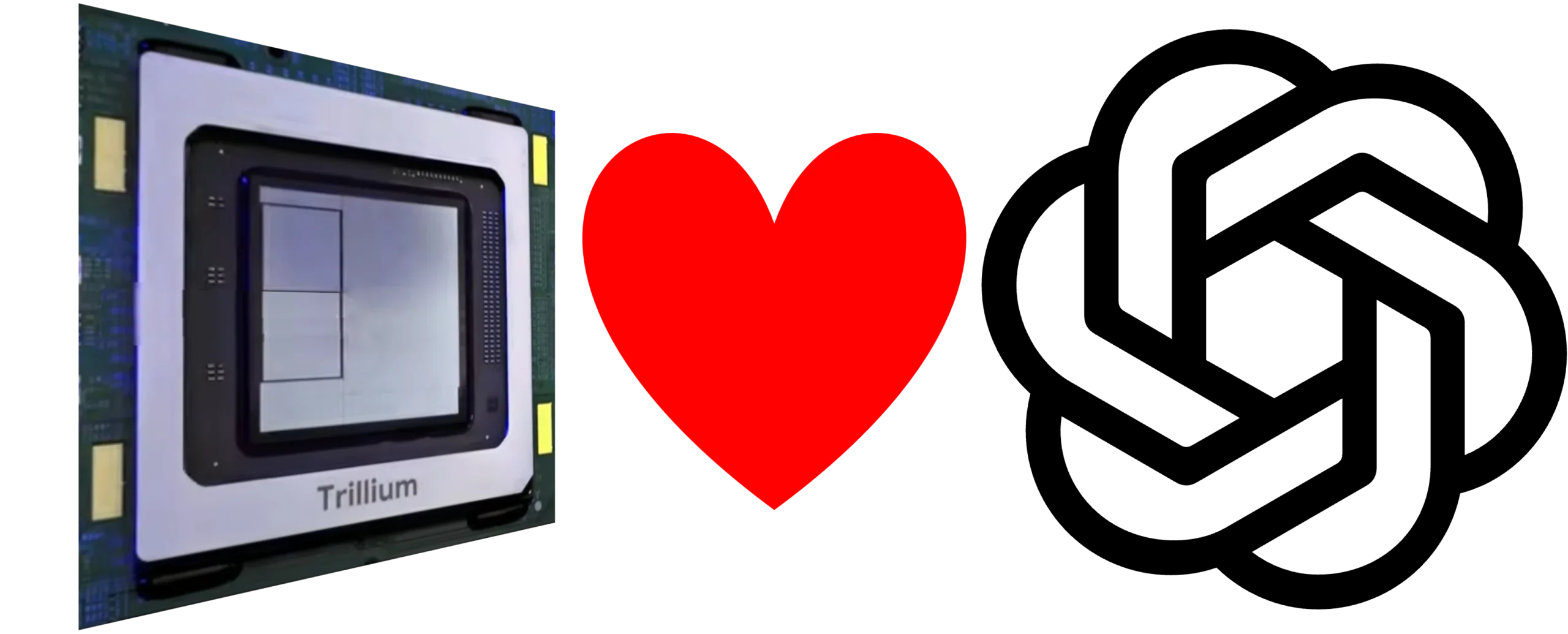 Graphic: Trillium TPU, heart, OpenAI logo