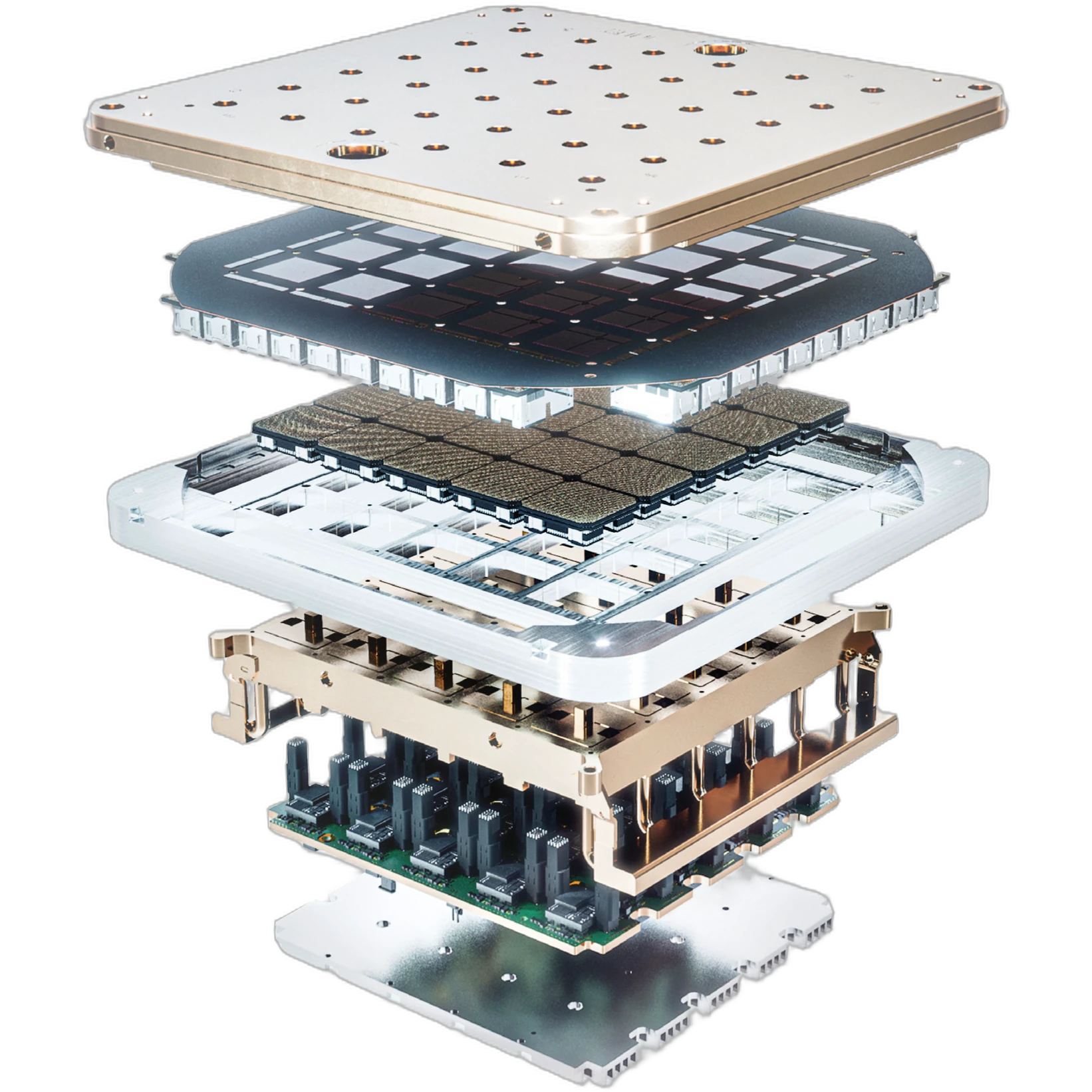 Tesla Dojo D1 tile, exploded diagram