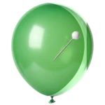 green balloon with a pin